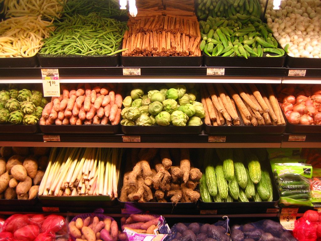 Fresh produce laid out at a market