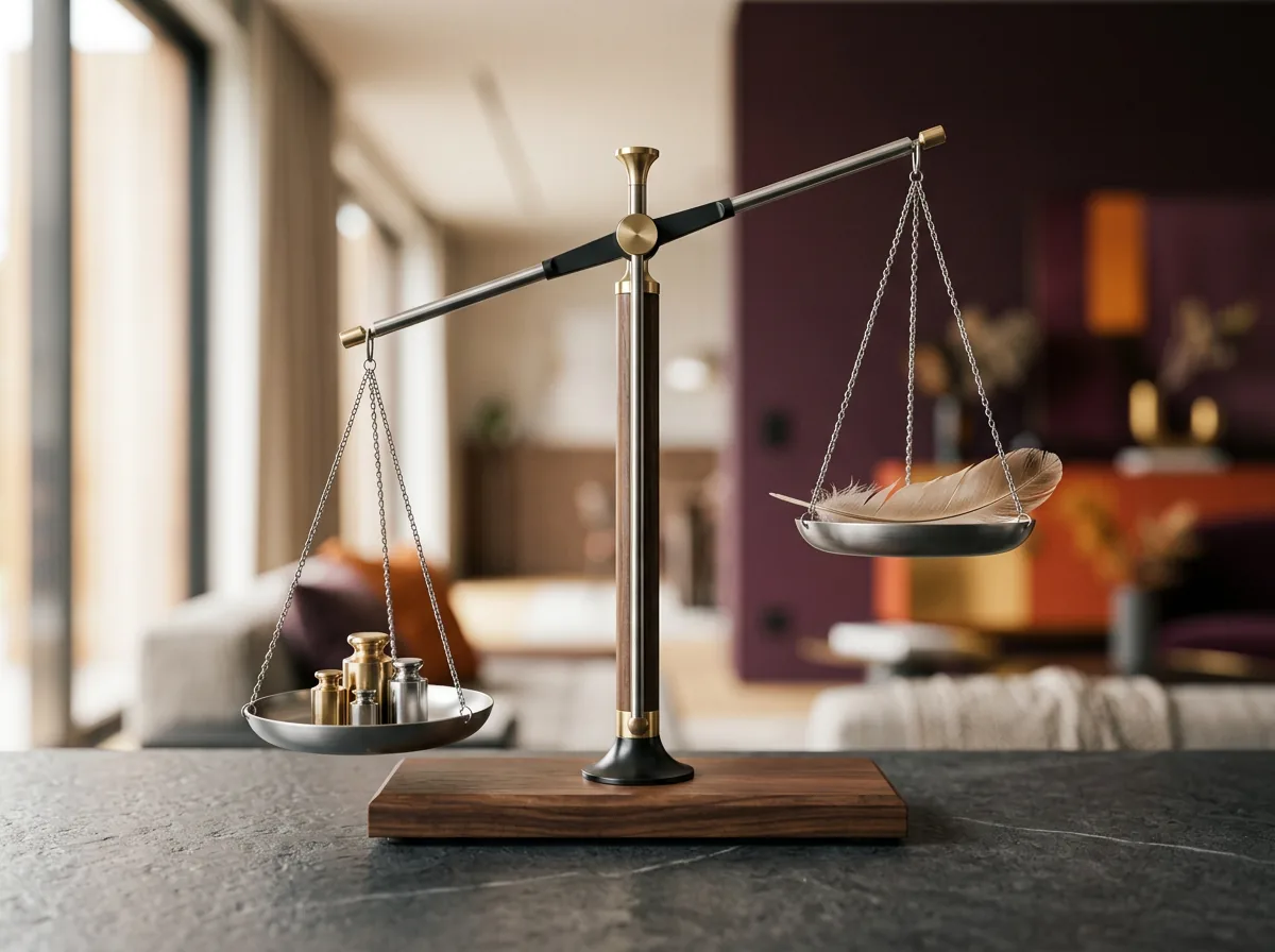 A balance scale tipped to one side
